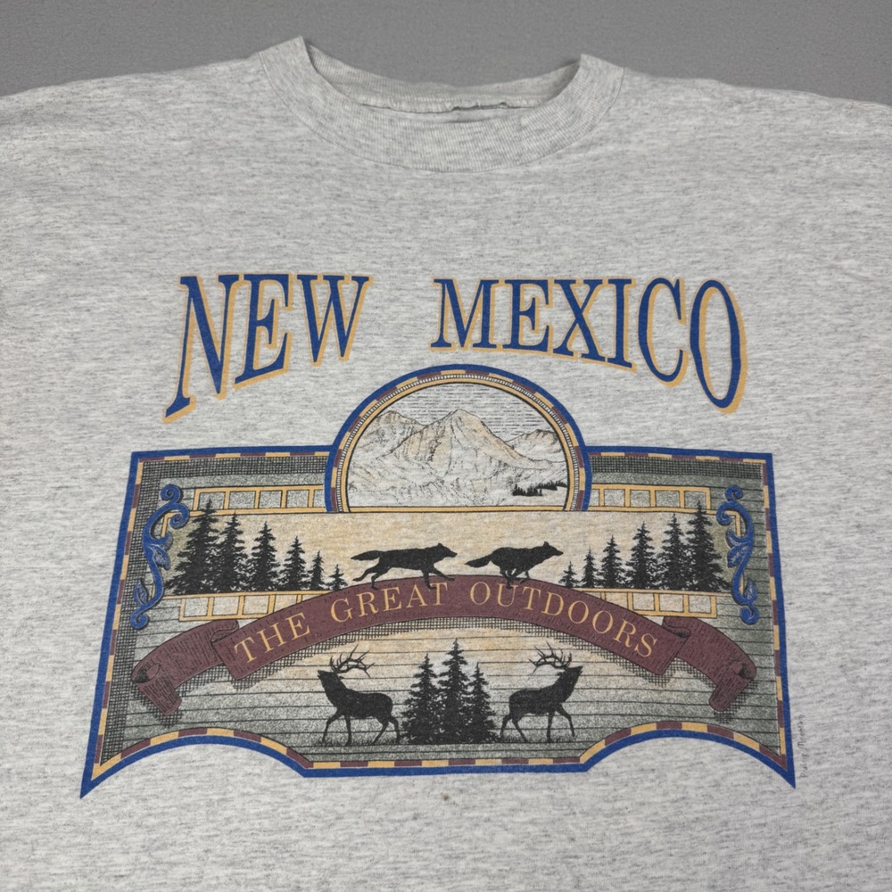 Vintage Single Stitch New Mexico The Great Outdoors XL Graphic T-Shirt Gray Navy - Picture 2 of 10